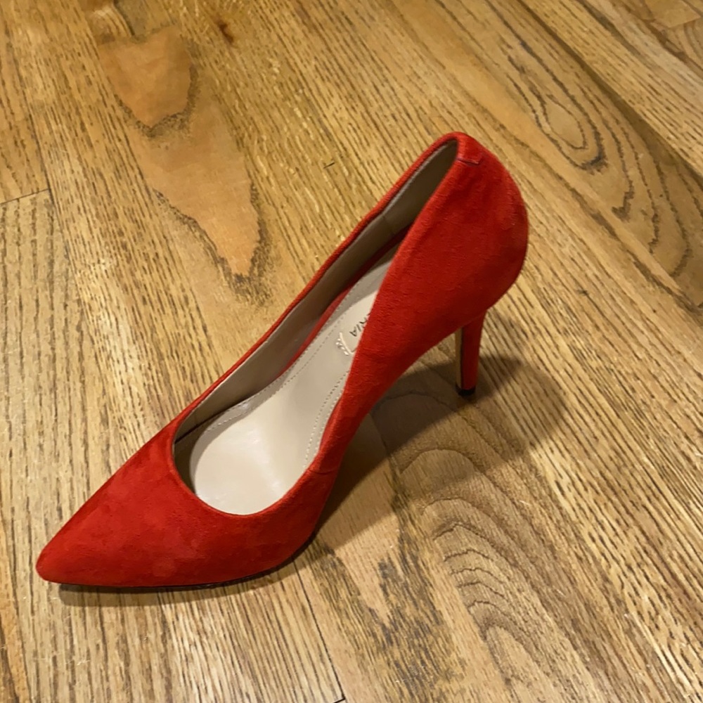 Never worn red suede BCBG heels